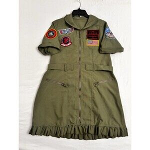 Top Gun Dress Womens Medium Green Costume Goose Flight Suit Tomcat VF 1 Full Zip